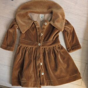 Kate Quinn mustard Brown Velvet Button-Up Dress